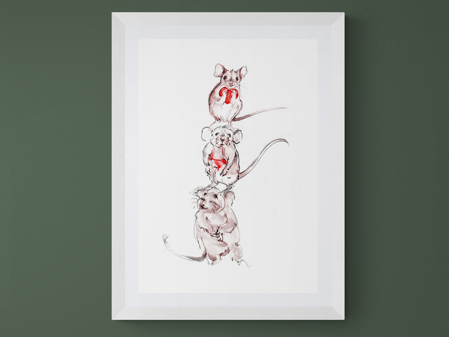 Wall Art Squeaky, Peep and Pip 3 adorable little mice drawings image 1