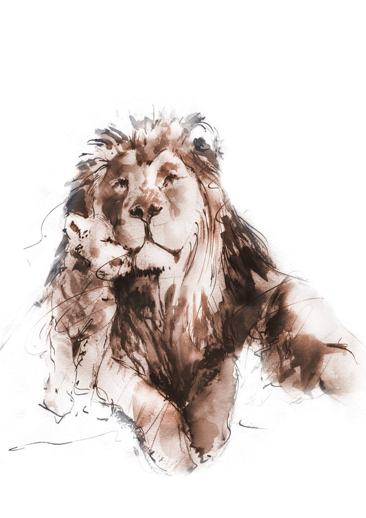 Framed Print Leo the Lion with baby cub Leni image 1