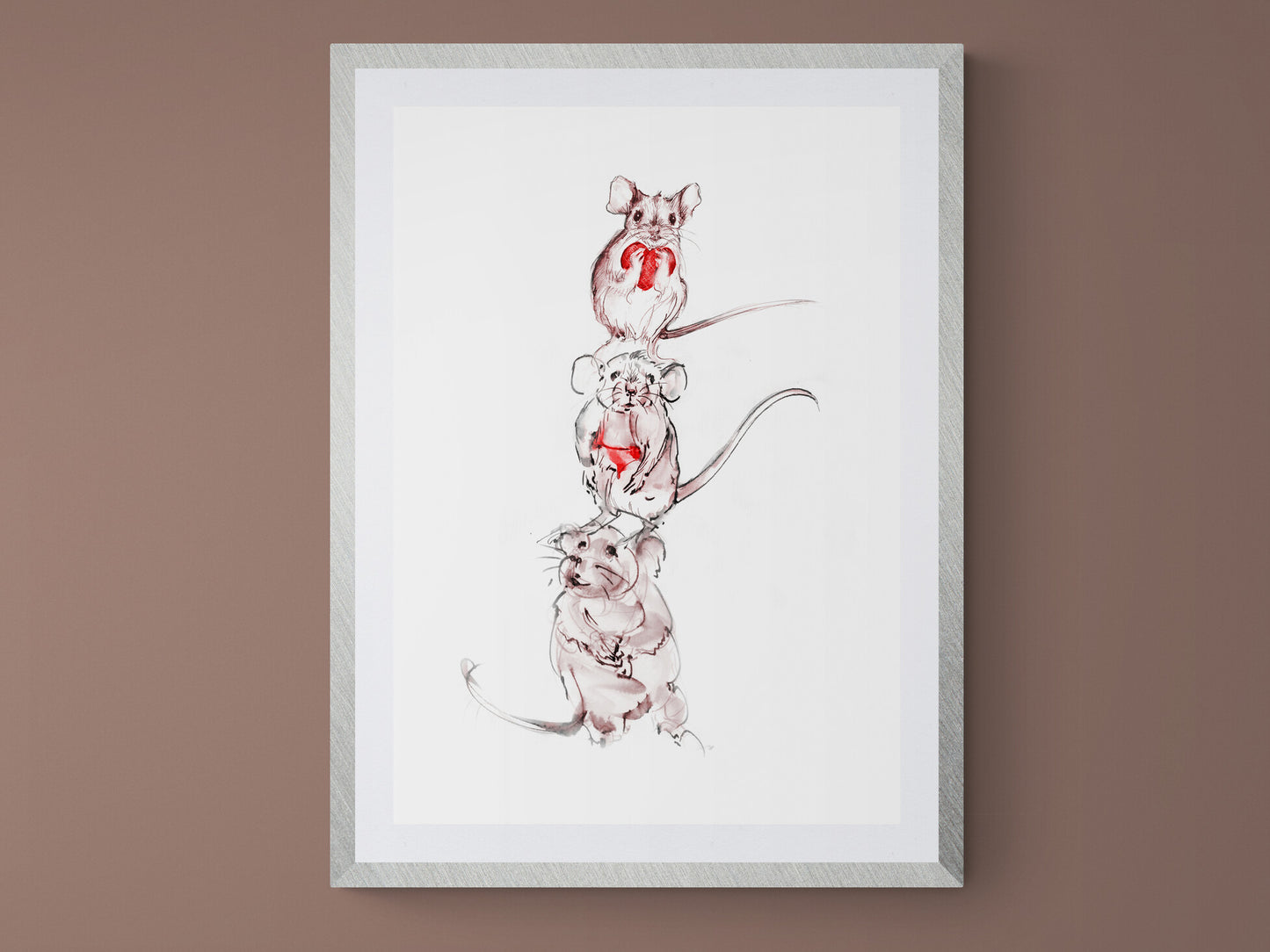Wall Art Squeaky, Peep and Pip 3 adorable little mice drawings image 3