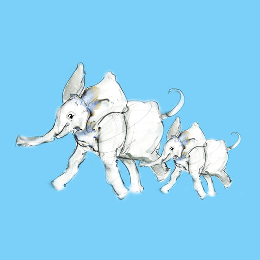 Framed Canvas Elephants Elmer and Emily image 1