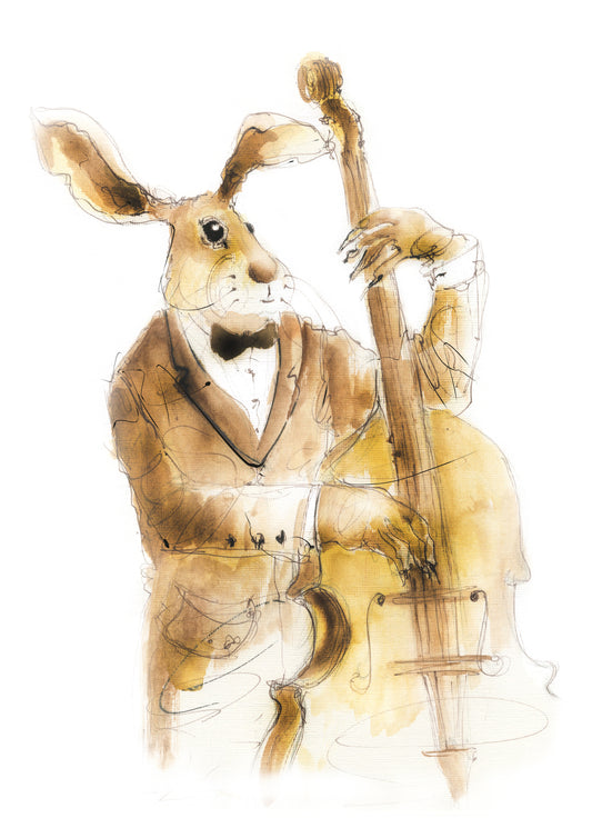 Framed Print Dougie Double Bassist Jazz Playing Hare image 1