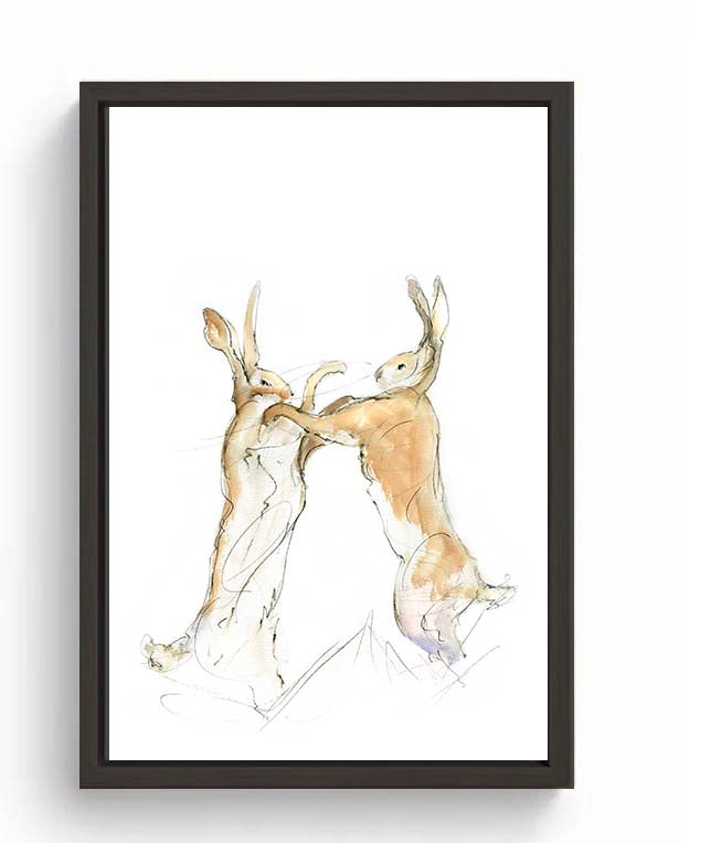 Limited Edition Canvas Print Chris and Ben the Boxing Hares Bear wood Frame image 2
