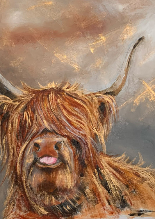 Duncan the Highland Cow animal art print by Wendy Laverick
