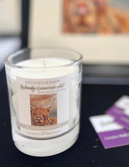 Duncan Highland Coo | Black Pomegranate Candle: Aromatherapy for Relaxation