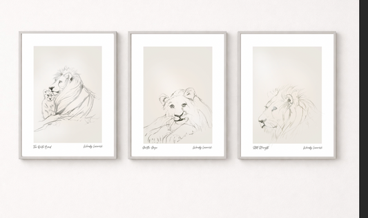 Still Strength – Lion Nursery Wall Art Print | Safari Baby Room Decor