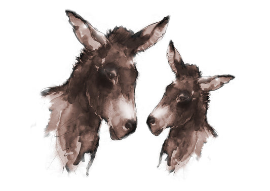 Framed Print Mum and Baby Donkey image 1