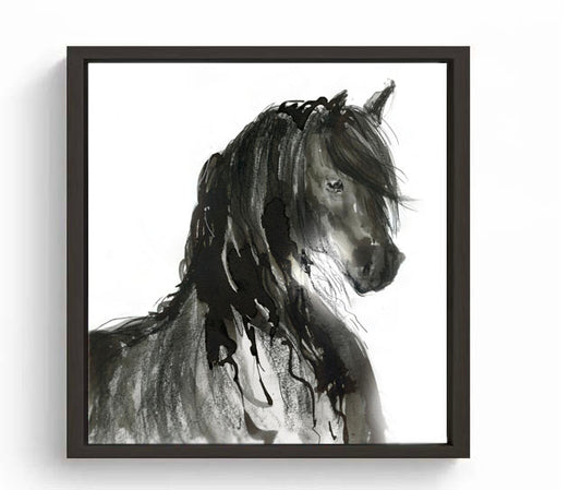 Limited Edition Square Canvas Print Friesian Horse image 1