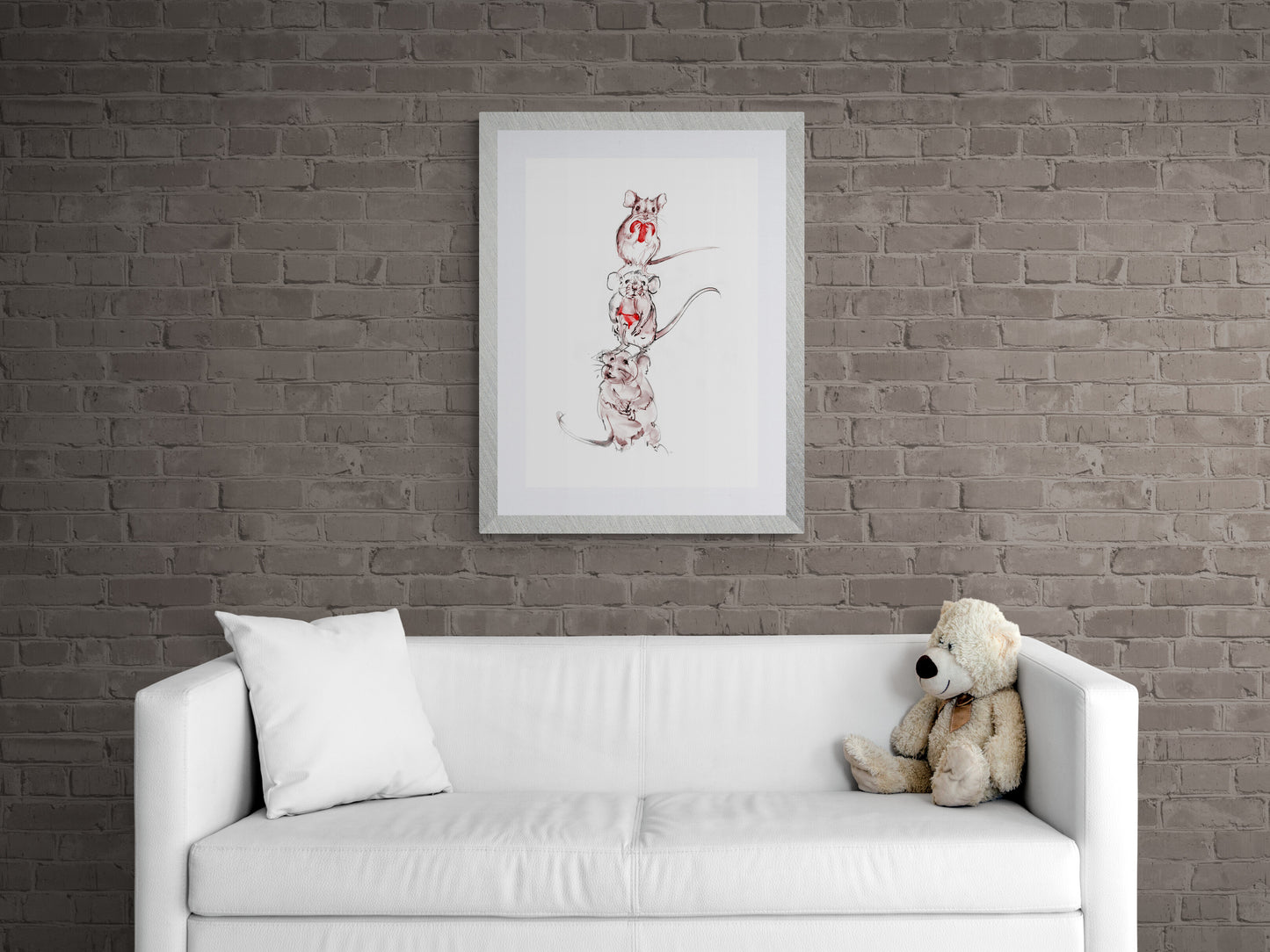 Wall Art Squeaky, Peep and Pip 3 adorable little mice drawings image 4