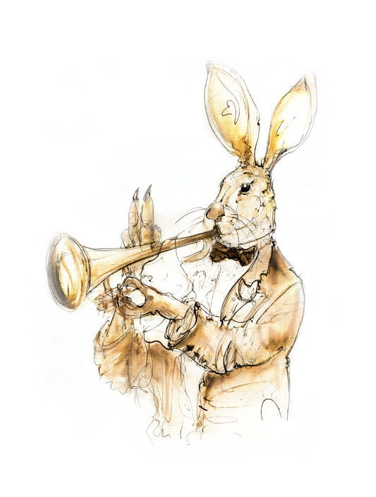 Framed Print Ronny the Jazz Playing Hare image 1