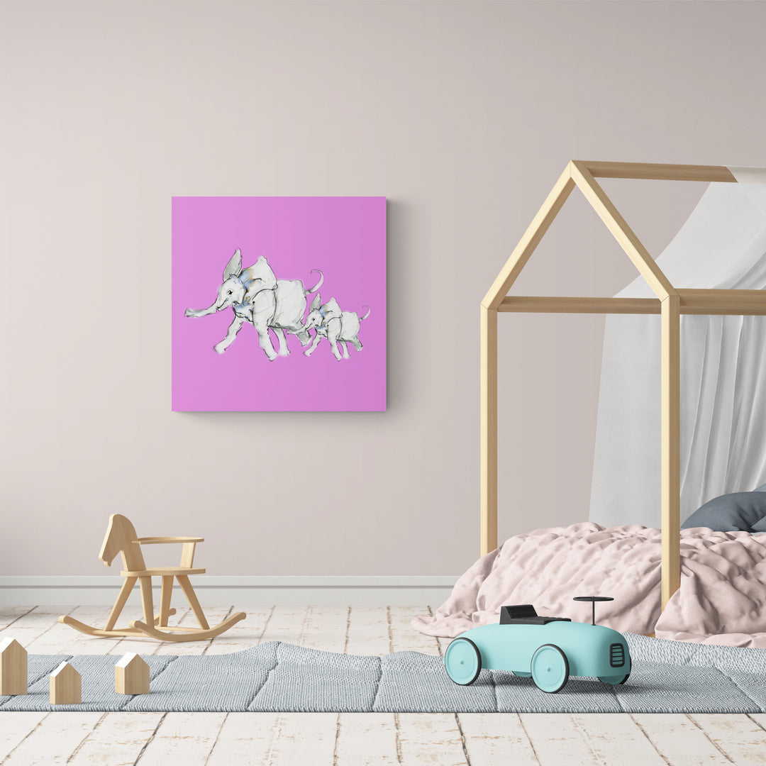 Framed Canvas Elephants Elmer and Emily image 2