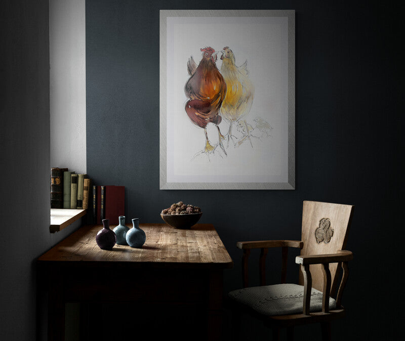 Framed Print Chickens "Cluck and Doodle’s Egg-citing Crew"