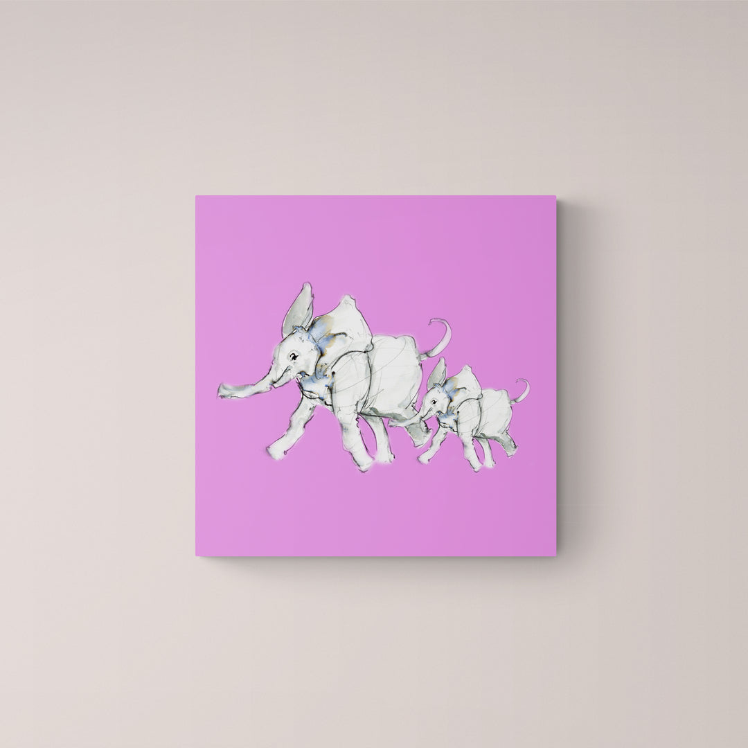 Framed Canvas Elephants Elmer and Emily image 0