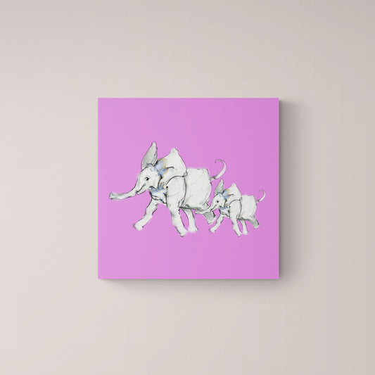 Framed Canvas Elephants Elmer and Emily image 0