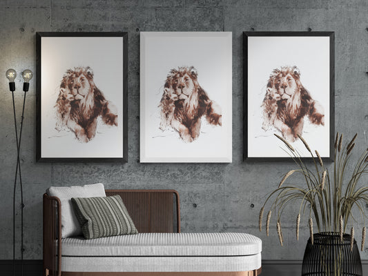 Framed Print Leo the Lion with baby cub Leni image 0