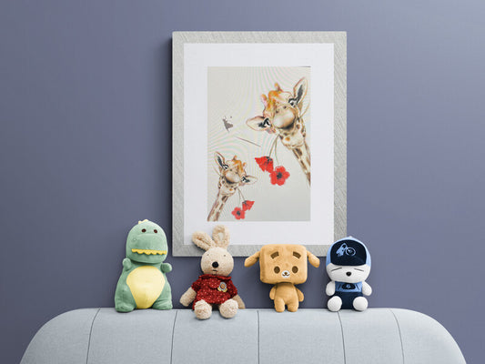Framed Print of Evie and Leni the Giraffes image 1