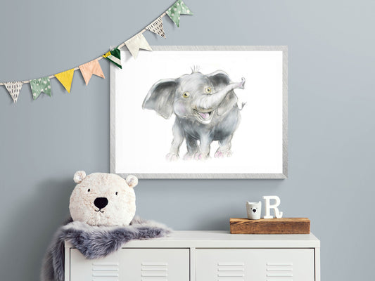 Framed Print Gracie the Elephant - Nursery Prints | Nursery | Elephant | Nursery image 0