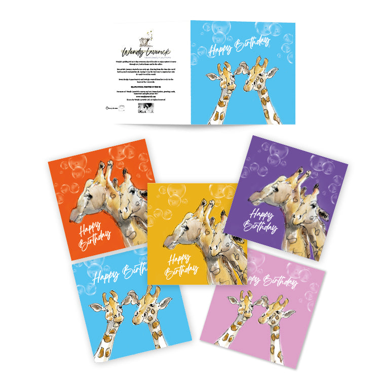 Set of 5 Birthday Cards Giraffes image 0