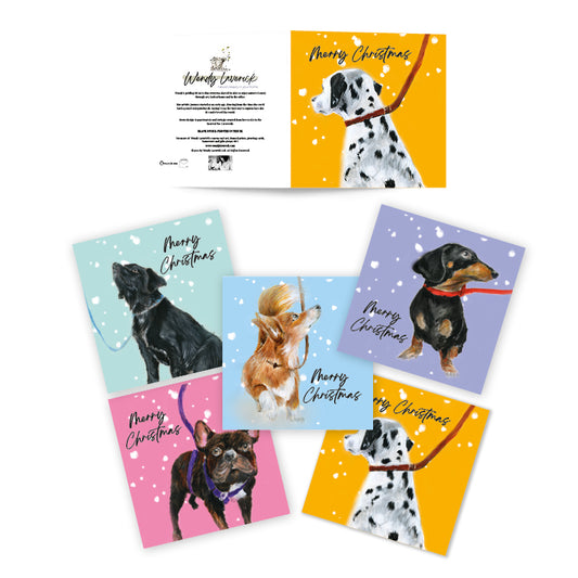 Set of 5 Christmas Cards Pet Dogs image 0