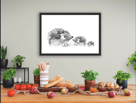 Limited Edition Canvas Print of the Spike Family of Hedgehogs image 0
