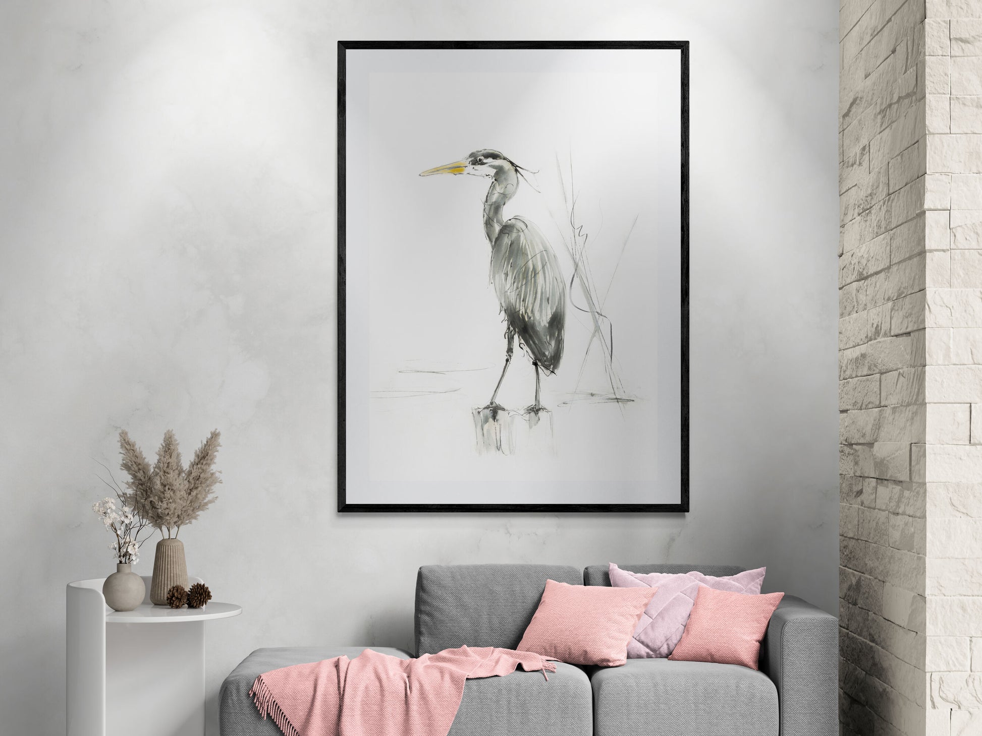 Grey Heron Framed Print - Museum Quality, Ready-to-Hang Frame image 0
