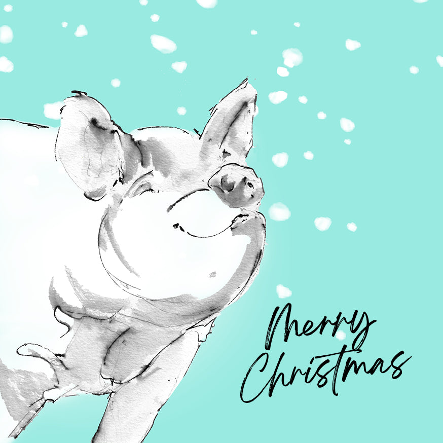 Set of 5 Christmas Cards Pigs image 4