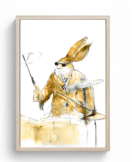 Limited Edition Canvas Print of "Buddy the Jazz Playing Drummer,"