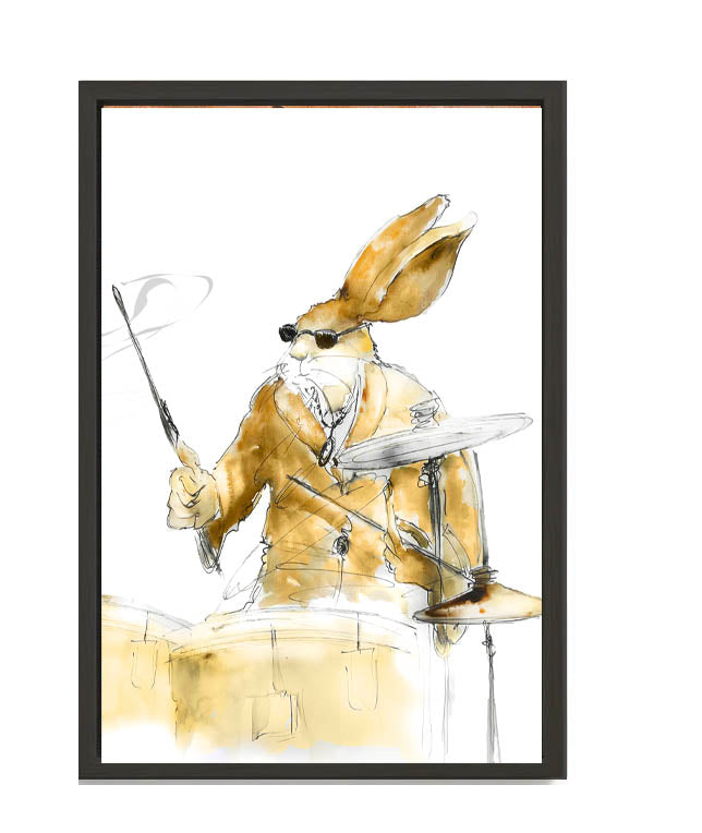 Limited Edition Canvas Print of "Buddy the Jazz Playing Drummer,"