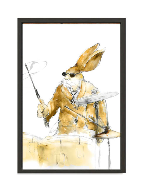Limited Edition Canvas Print of "Buddy the Jazz Playing Drummer,"