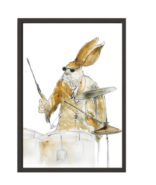 Limited Edition Canvas Print of "Buddy the Jazz Playing Drummer,"