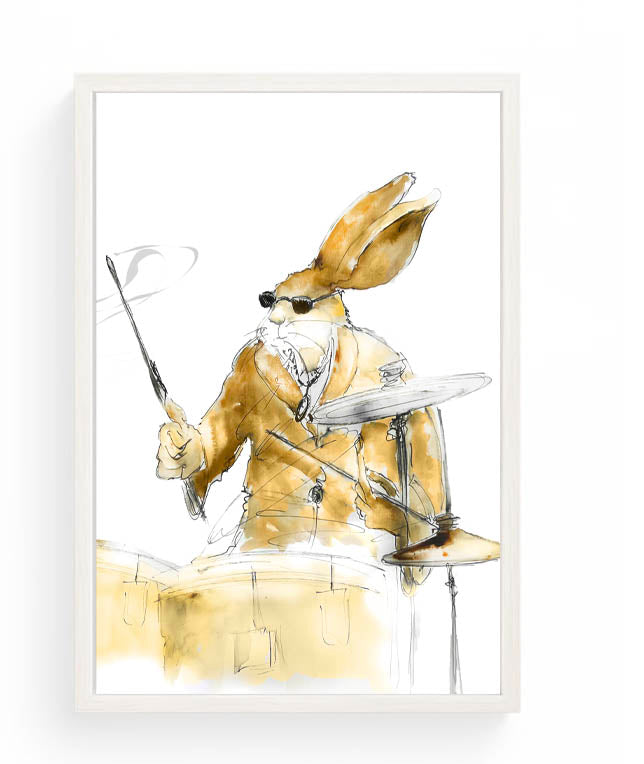Limited Edition Canvas Print of "Buddy the Jazz Playing Drummer,"