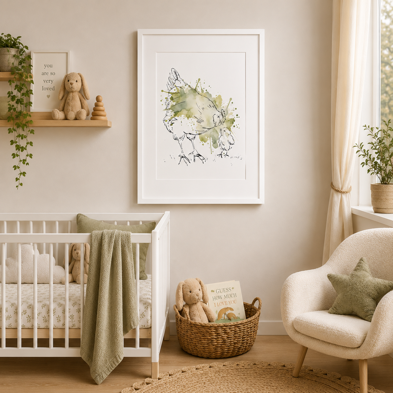 Little Chick Sage – Nursery Wall Art Print | Hen & Chick