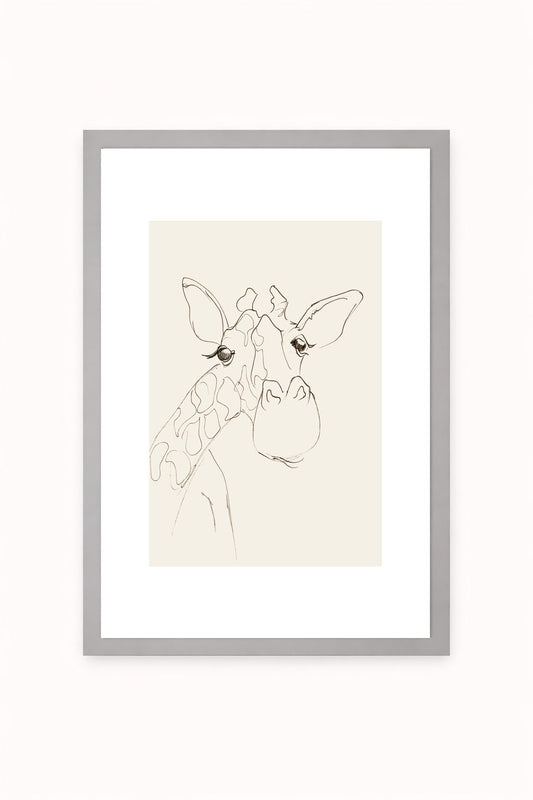 “Curious” the Giraffe – Nursery Wall Art Print | Safari Animal Baby Room Decor