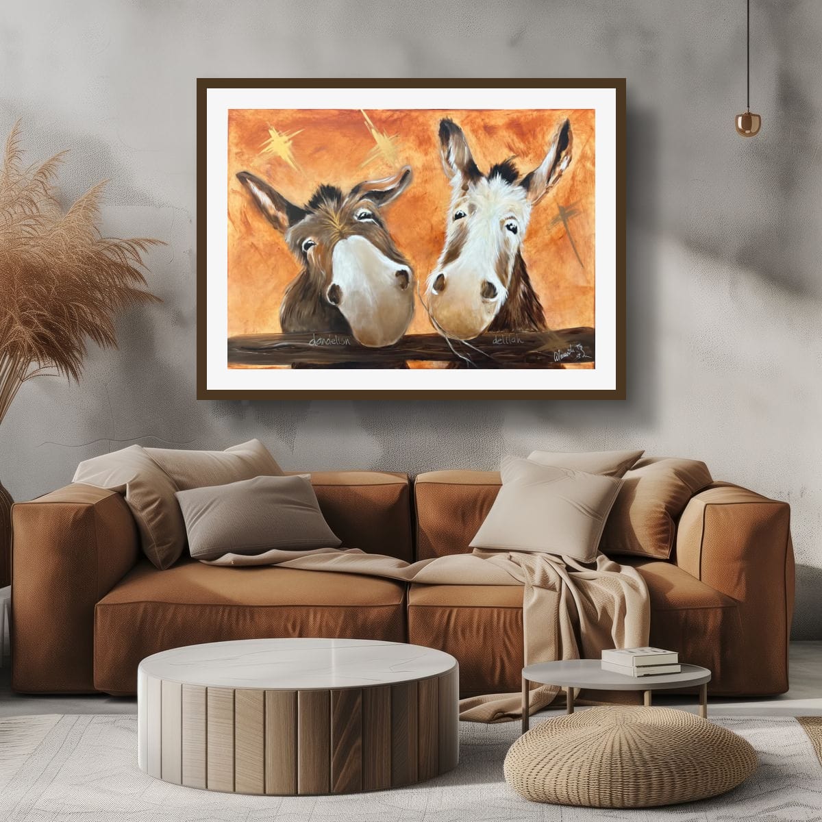 Whimsical Donkey Art: Playful Portrait of Dandelion and Delilah