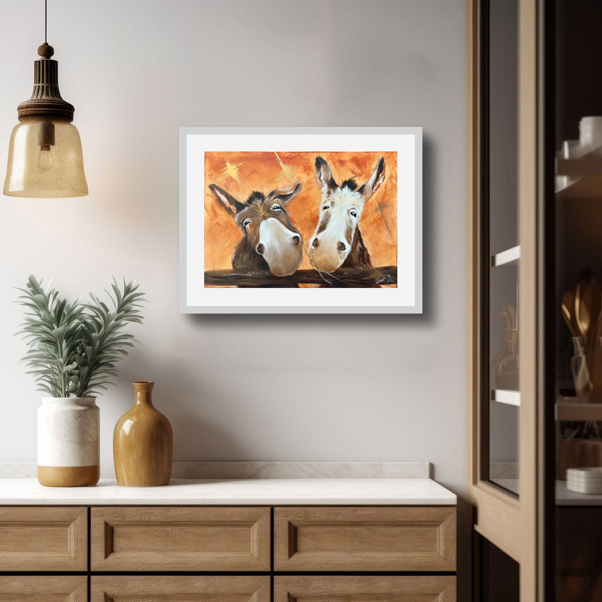 Whimsical Donkey Art: Playful Portrait of Dandelion and Delilah