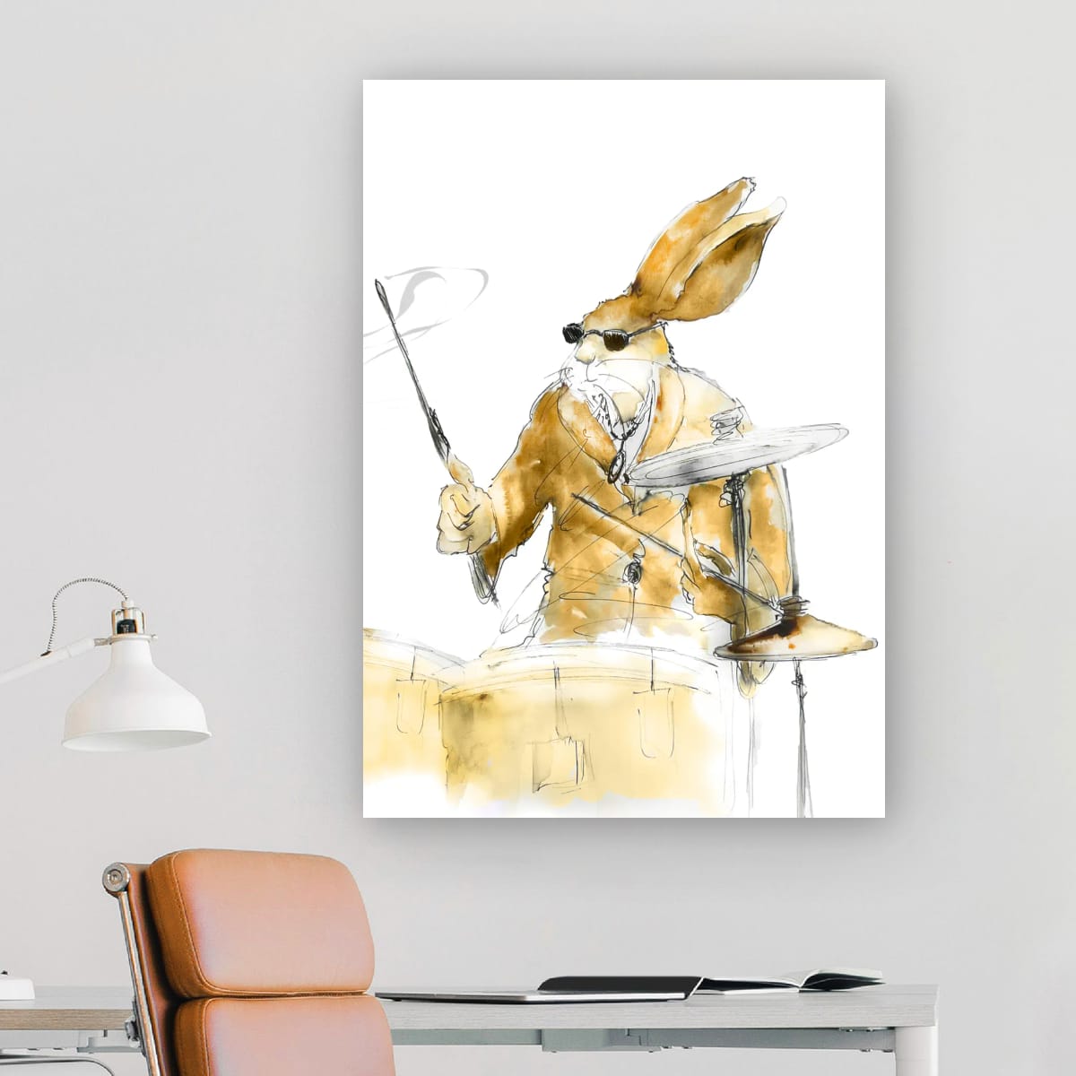 Limited Edition Canvas Print of "Buddy the Jazz Playing Drummer,"