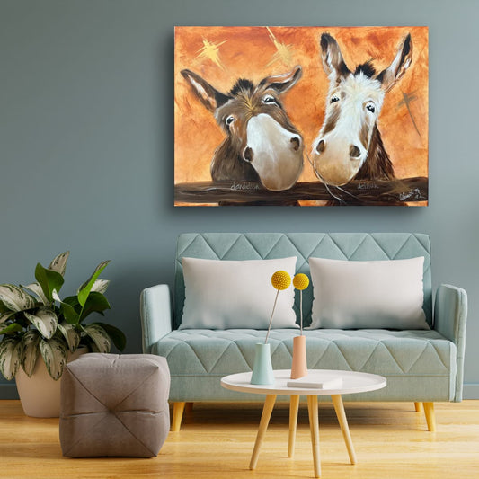 Whimsical Donkey Art: Playful Portrait of Dandelion and Delilah