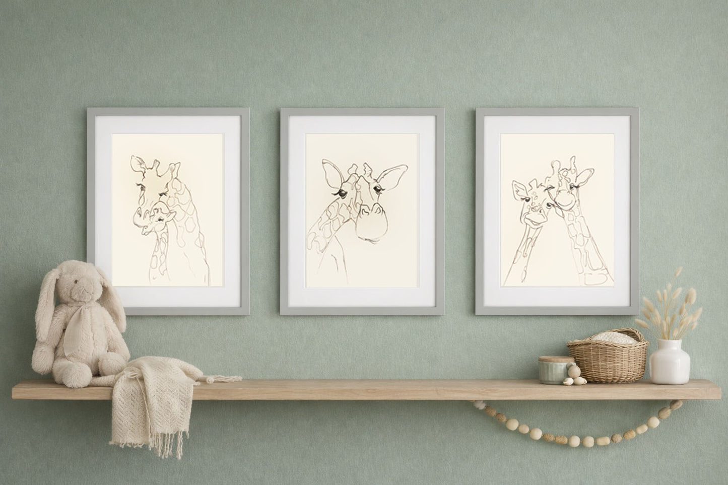 Giraffe Family – Set of 3 Nursery Wall Art