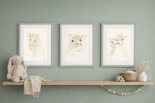 Giraffe Family – Set of 3 Nursery Wall Art