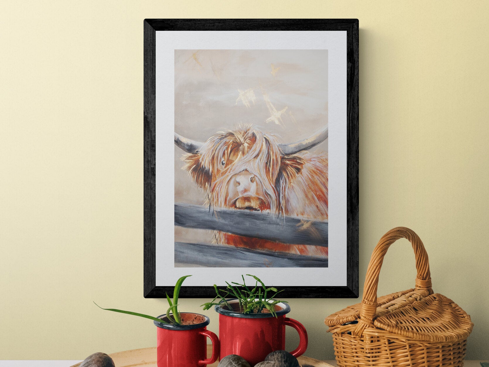 Gordon the Highland Cow framed animal art print by Wendy Laverick