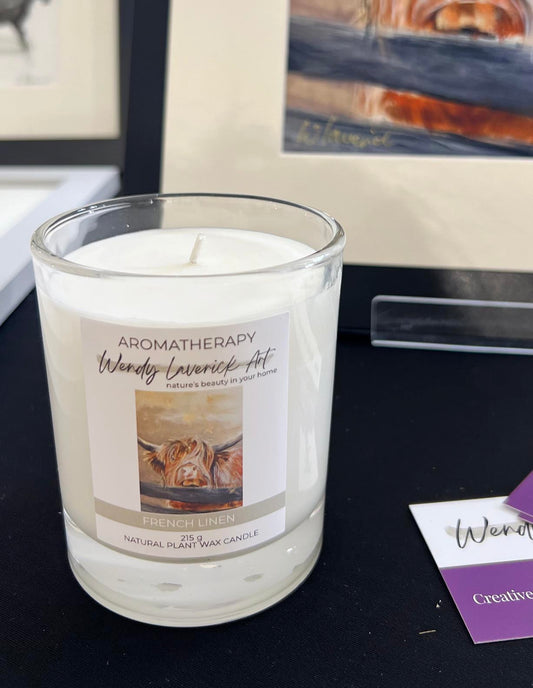 Gordon Highland Coo | French Linen Candle: Aromatherapy for Relaxation