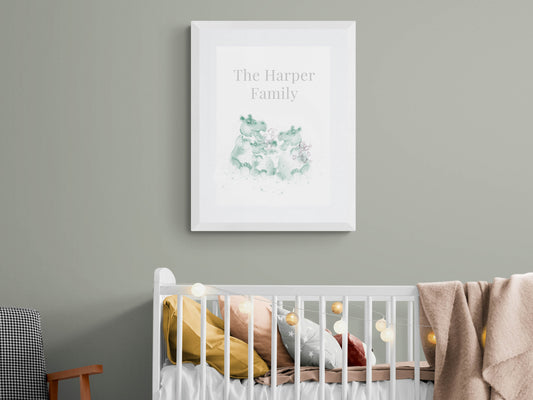 Hippo Family Nursery Wall Art – Personalised (+£10)