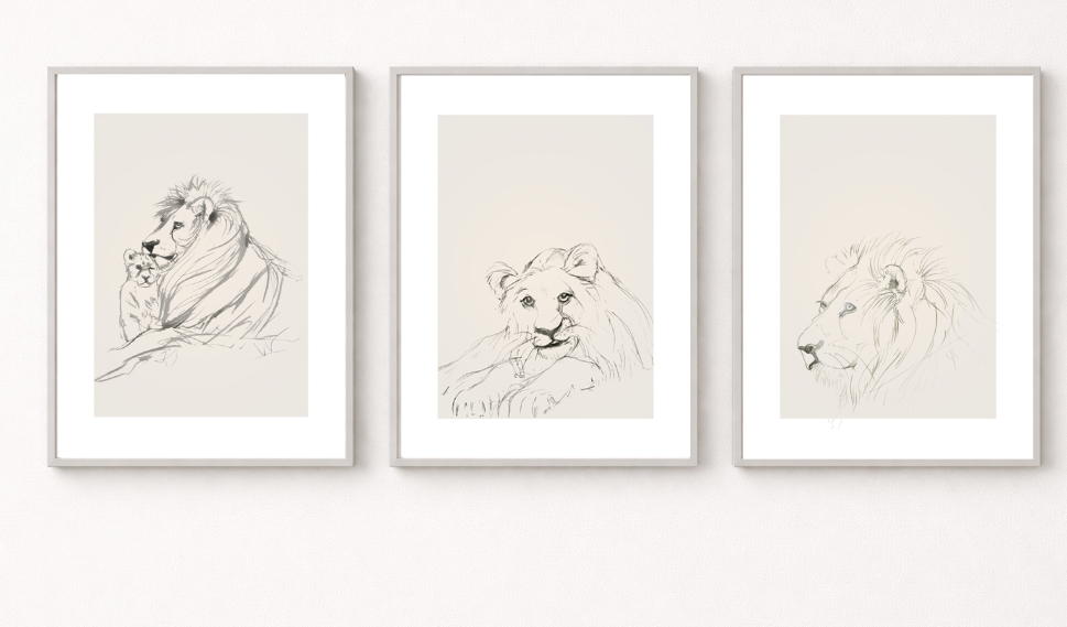 Lion Nursery Print Set of 3 – Safari Animal Wall Art