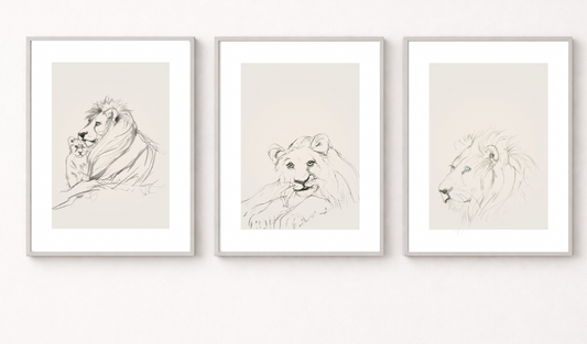 Lion Nursery Print Set of 3 – Safari Animal Wall Art