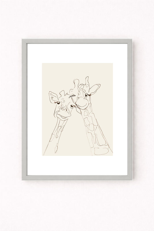 Side By Side - Giraffe – Nursery Wall Art Print | Safari Animal Baby Room Decor