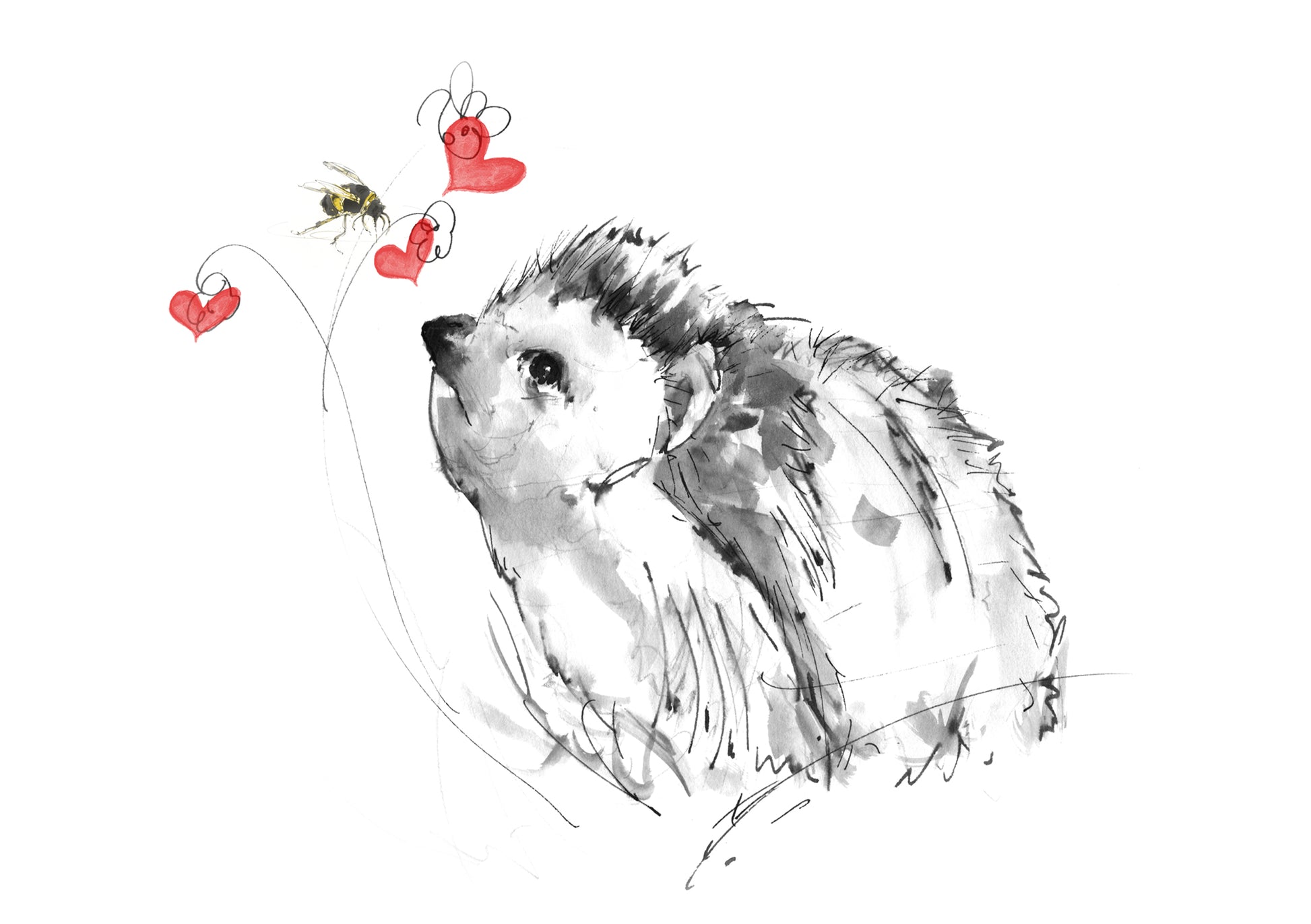 Framed Print Annabelle the Hedgehog with Bee and Hearts image 1