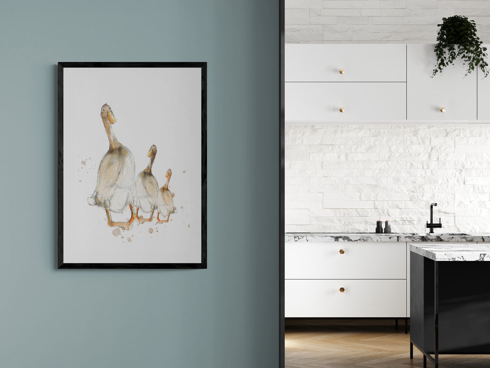 Framed Print the Willow Family Runner Ducks image 2