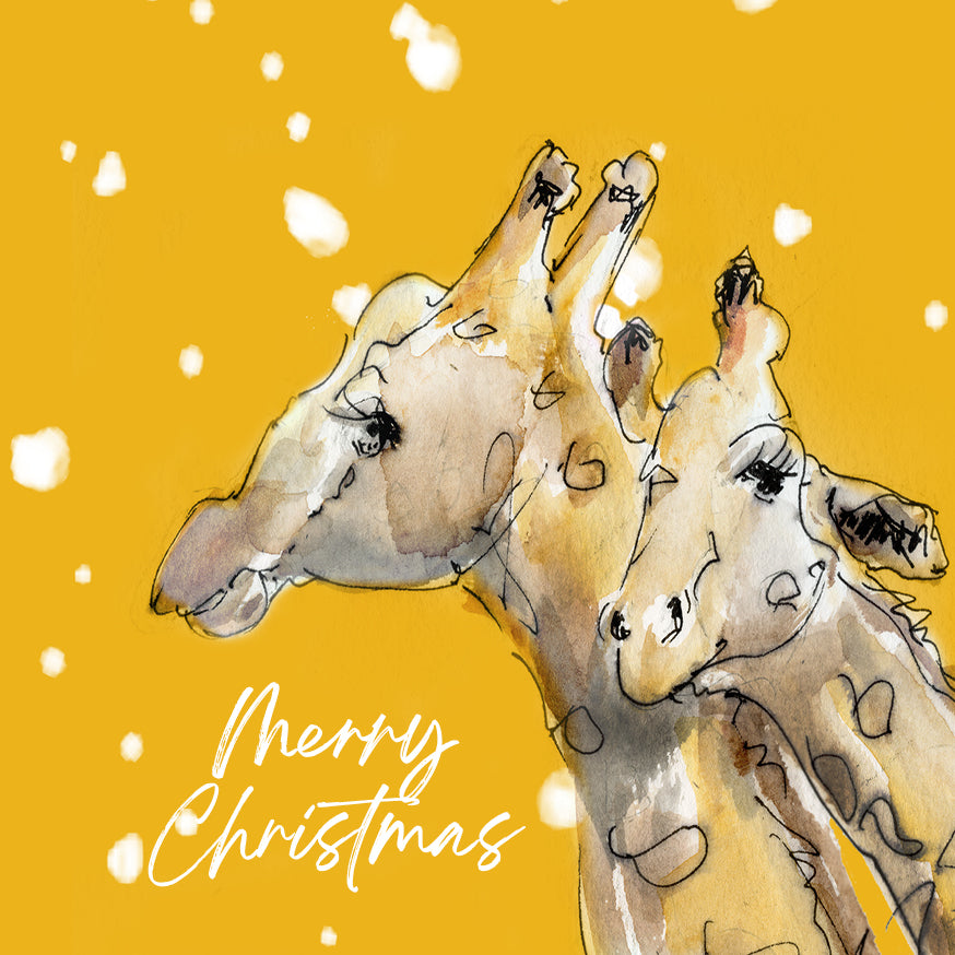 Set of 5 Christmas Cards Giraffes image 1
