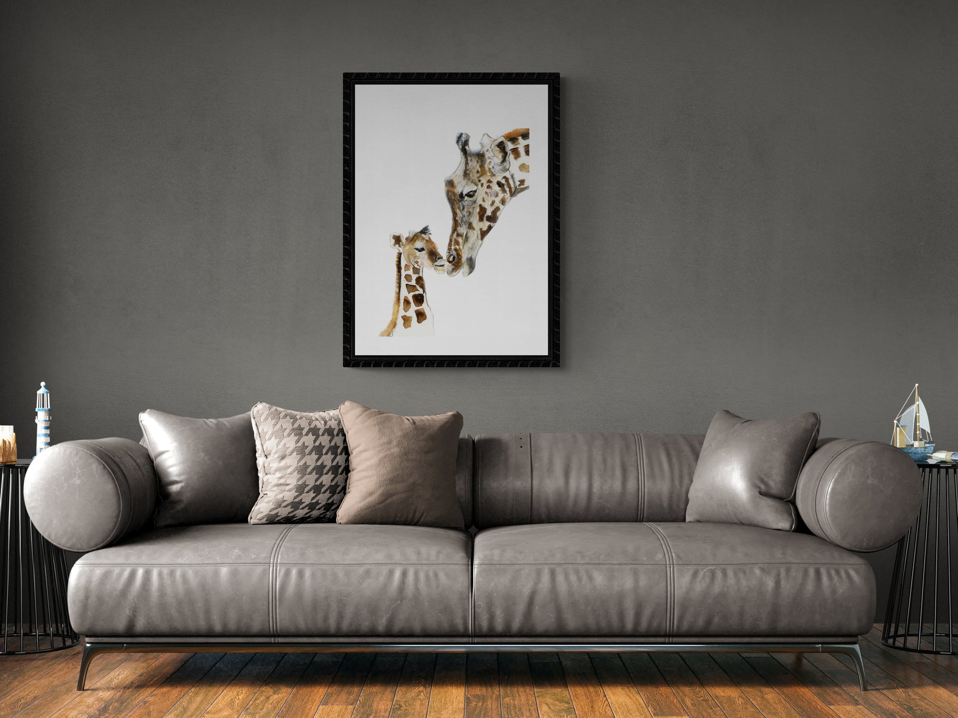 Framed Print Lara & Baby Jerry the Giraffes image 0