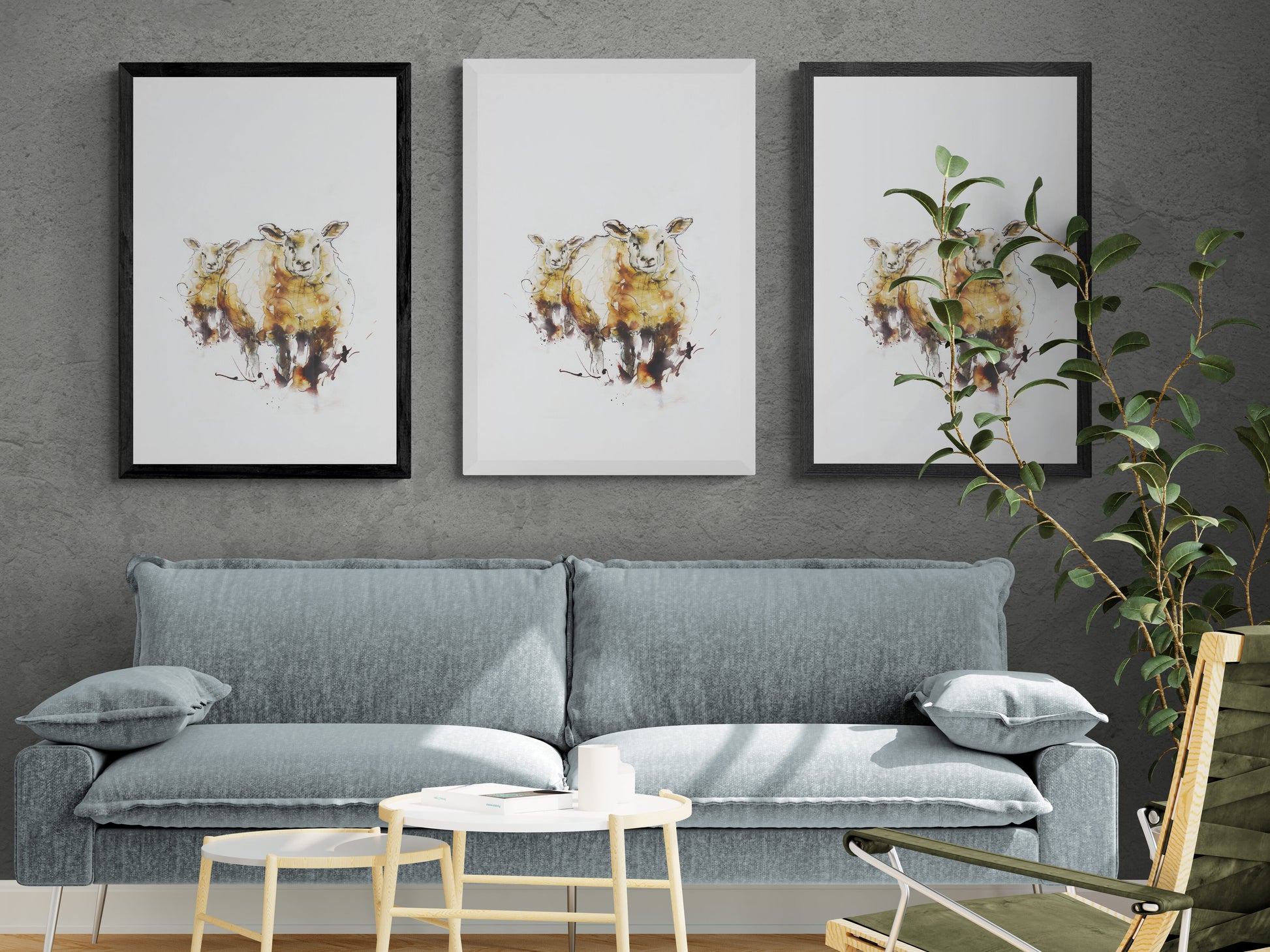 Framed Dolly and Daisy Welsh Woolly Sheep image 2