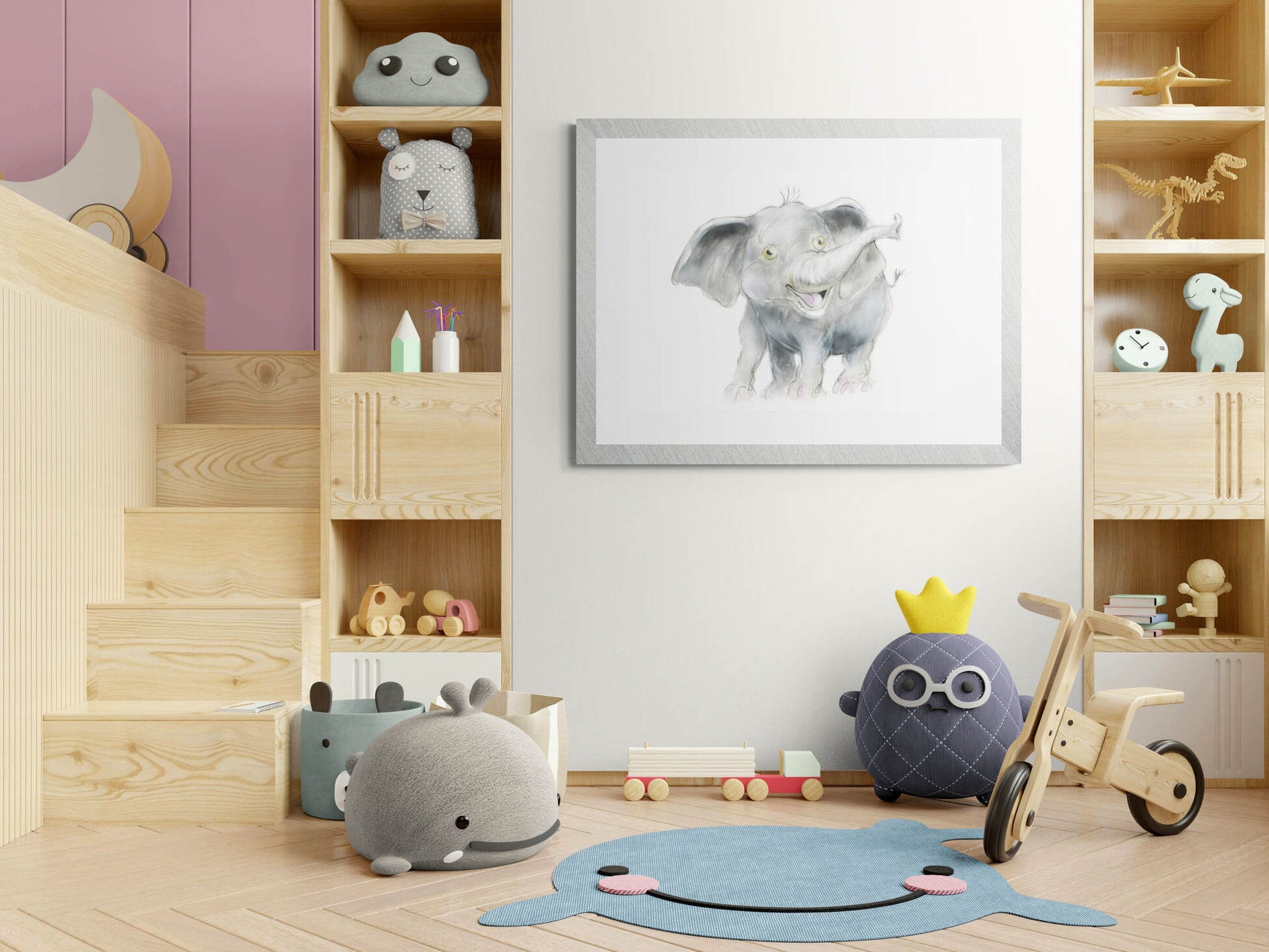 Framed Print Gracie the Elephant - Nursery Prints | Nursery | Elephant | Nursery image 6